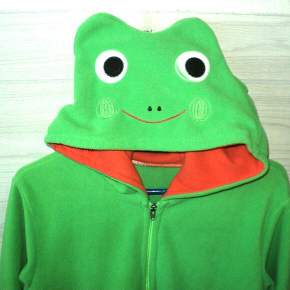 Frog Hoodie Women's Sz L Green Long Sleeves Zipped 2 Pockets Embroidered Face - Picture 2 of 7